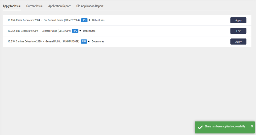IPO Applied Successfully