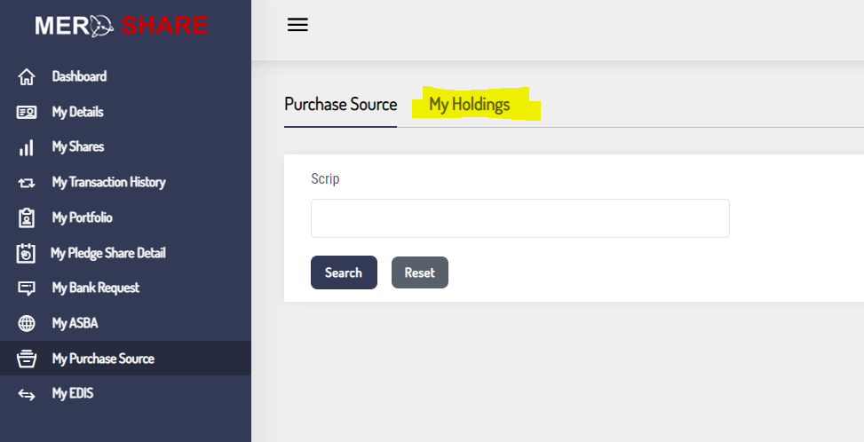 My Holdings - Meroshare